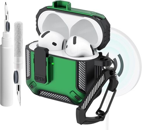 Meliya for Airpods غطاء حالة الجيل الرابع مع مقطع قفل آمن ، غطاء وقائي مقاوم للصدمات الوعرة القذيفة مع مجموعة نظافة للهواء 4 (2024) (أصفر) in Saudi Arabia