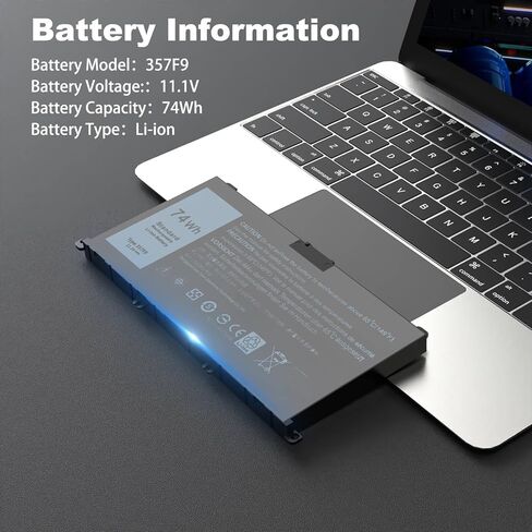 74Wh 357F9 Laptop Battery Compatible with Dell Inspiron 15 5000 7000 Gaming 5577 5576 7557 7559 7566 7567 Series 0GFJ6 P65F 71JF4 P65F001 P57F 0357F9 INS15PD P57F003 071JF4 11.1V in Kuwait
