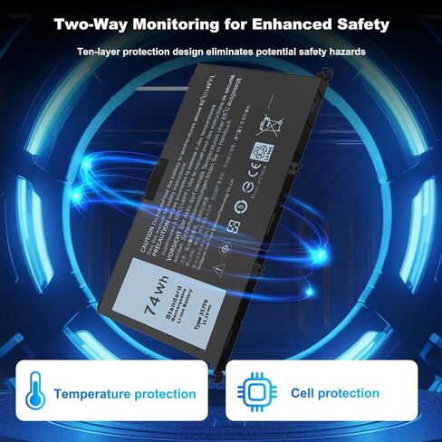 74Wh 357F9 Laptop Battery Compatible with Dell Inspiron 15 5000 7000 Gaming 5577 5576 7557 7559 7566 7567 Series 0GFJ6 P65F 71JF4 P65F001 P57F 0357F9 INS15PD P57F003 071JF4 11.1V in Kuwait