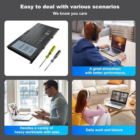 74Wh 357F9 Laptop Battery Compatible with Dell Inspiron 15 5000 7000 Gaming 5577 5576 7557 7559 7566 7567 Series 0GFJ6 P65F 71JF4 P65F001 P57F 0357F9 INS15PD P57F003 071JF4 11.1V in Kuwait