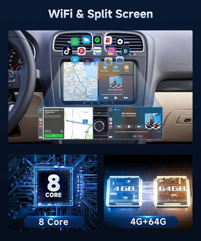 4+64G Android Car Radio Stereo مع Carplay اللاسلكي لـ VW Passat Tiguan Golf MK5 MK6 Jetta Skoda SEAT Polo 9 Inch Squitive Touch Screen Android Auto GPS MAVIMANIS in Kuwait