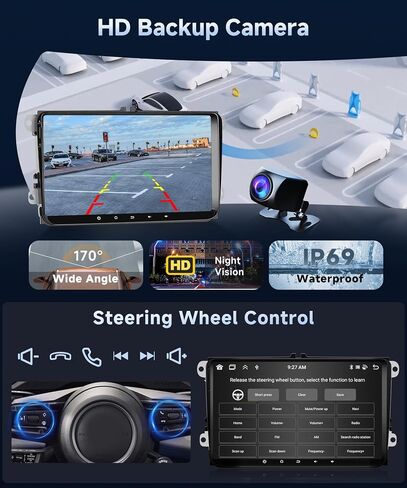 4+64G Android Car Radio Stereo مع Carplay اللاسلكي لـ VW Passat Tiguan Golf MK5 MK6 Jetta Skoda SEAT Polo 9 Inch Squitive Touch Screen Android Auto GPS MAVIMANIS in Kuwait