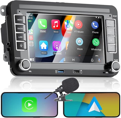 2025 New Car Radio for Golf 5 6 Passat Jetta Caddy Polo cc Touran EOS T5, Double din Car Stereo Compatible Wireless Carplay & Android Auto with Bluetooth/FM/AM/USB/DSP/Mirror Link/High Power in Saudi Arabia