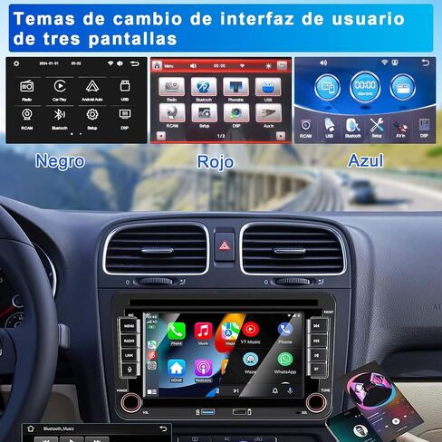 2025 New Car Radio for Golf 5 6 Passat Jetta Caddy Polo cc Touran EOS T5, Double din Car Stereo Compatible Wireless Carplay & Android Auto with Bluetooth/FM/AM/USB/DSP/Mirror Link/High Power in Saudi Arabia