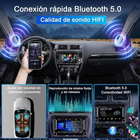 2025 New Car Radio for Golf 5 6 Passat Jetta Caddy Polo cc Touran EOS T5, Double din Car Stereo Compatible Wireless Carplay & Android Auto with Bluetooth/FM/AM/USB/DSP/Mirror Link/High Power in Saudi Arabia
