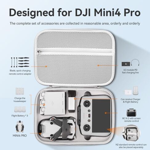 حالة صلبة مقاومة للماء لـ DJI Mini 4 Pro/Mini 3/3 Pro Case ، حقيبة كتف السفر المحمولة أيضًا تخزين لـ DJI RC/RC2 إكسسوارات مزيد من اللون الرمادي الرمادي in Saudi Arabia