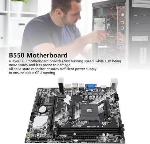 B550M K Gaming Motherboard AM4 CPU Socket DDR4 64GB NVME M.2 PCIE 3.0 USB 3.0 HD VGA مع TPM 2.0 Secure Boot for Ryzen 1000-5000 Series in Saudi Arabia