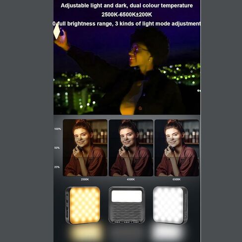 LED Video Fill Light, 2500K-6500K Dimmable Rechargeable Camera Light with Double Sided Lighting for Live Streaming Selfies Video Conferencing in Saudi Arabia