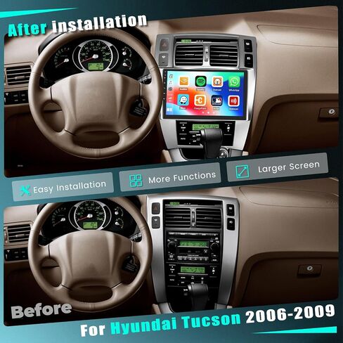 2+64G Android 15 Car Stereo for Hyundai Tucson 2006-2009,9 inch Touch Screen Radio Wireless Apple CarPlay Android Auto DSP 5G WiFi Bluetooth GPS FM RDS+Free AHD Backup Cam in Saudi Arabia