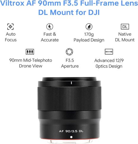 Viltrox AF 90mm F3.5 DL عدسة تليفوتوغرافي كاملة الإطار لـ DJI Inspire 3 Ronin 4D ، 170g عدسة بدون طيار خفيفة للغاية ، تركيز Autofcus STM ، التصوير الجوي 8K ، مقاوم للغبار ، طبقة ماء ، ترقية من النوع C ، ترقية من النوع C in Saudi Arabia