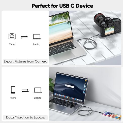 USB C 3.2 Gen 2 Cable 20ft مع نقل البيانات عالي السرعة 10 جيجابت في الثانية وشحن 140 واط و 4K@60Hz النوع C مراقبة سلك مضفر لرصد SSD Hub Procking محطة الكمبيوتر المحمول. in Kuwait