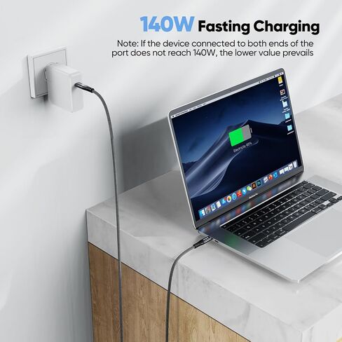 USB C 3.2 Gen 2 Cable 20ft مع نقل البيانات عالي السرعة 10 جيجابت في الثانية وشحن 140 واط و 4K@60Hz النوع C مراقبة سلك مضفر لرصد SSD Hub Procking محطة الكمبيوتر المحمول. in Kuwait