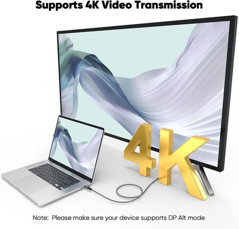 USB C 3.2 Gen 2 Cable 20ft مع نقل البيانات عالي السرعة 10 جيجابت في الثانية وشحن 140 واط و 4K@60Hz النوع C مراقبة سلك مضفر لرصد SSD Hub Procking محطة الكمبيوتر المحمول. in Kuwait