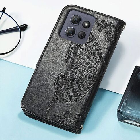 للحصول على محفظة Moto G Power 5G 2025 ، فإن الفراشة المنقوشة بالجلد PU مع حاملي بطاقات الائتمان تقف حزام المعصم Women Pars in Kuwait
