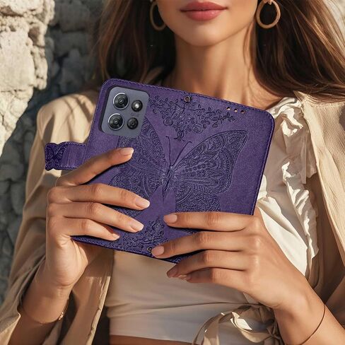 للحصول على محفظة Moto G Power 5G 2025 ، فإن الفراشة المنقوشة بالجلد PU مع حاملي بطاقات الائتمان تقف حزام المعصم Women Pars in Kuwait