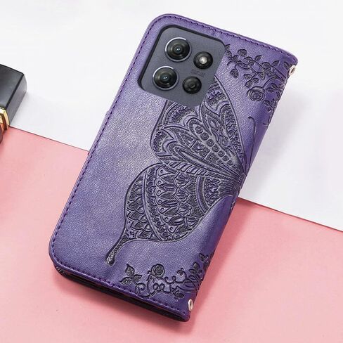 للحصول على محفظة Moto G Power 5G 2025 ، فإن الفراشة المنقوشة بالجلد PU مع حاملي بطاقات الائتمان تقف حزام المعصم Women Pars in Kuwait