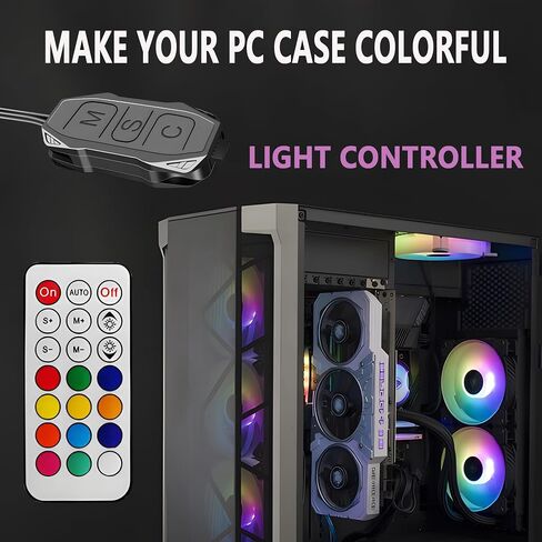 MAYWILL 5V 3PIN Mini ARGB Controller Kit,SATA Power Supply RGB Fan Controller,Computer ARGB PC Fans Hub with 21 Key Remote Control Multiple Lighting Modes Control for Computer Case Fan,LED Light Bar in Saudi Arabia