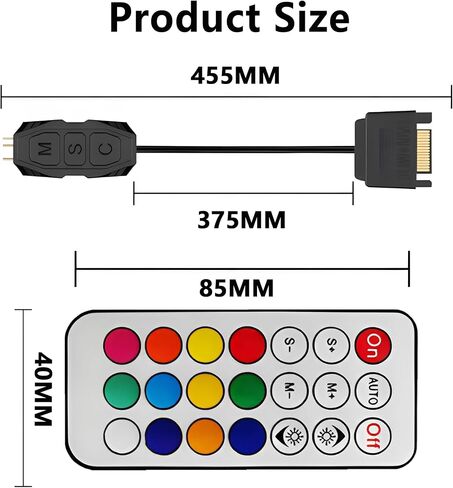 MAYWILL 5V 3PIN Mini ARGB Controller Kit,SATA Power Supply RGB Fan Controller,Computer ARGB PC Fans Hub with 21 Key Remote Control Multiple Lighting Modes Control for Computer Case Fan,LED Light Bar in Saudi Arabia