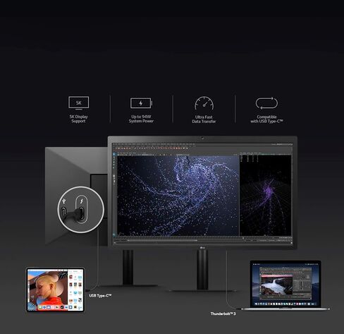 LG 27MD5KL-B Ultrafine 5K Display-حزمة-27 بوصة 16: 9 5K (5120 × 2880) شاشة IPS ، سطوع 500 CD / M ، مدخلات Thunderbolt 3 / USB Type-C ، توافق MacOS مع مجموعة تنظيف الشاشة in Kuwait