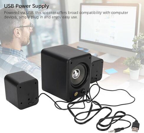 USB Computer Speaker 360° Surround Sound Desktop Speaker with Powerful Bass & Independent Volume Control for PC Laptop Phone 5V Plug in in Saudi Arabia