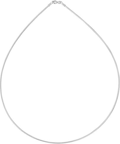 AeraVida 1mm Round Omega Cable 925 Sterling Silver Necklace Chain | Chain Necklace for Women | Sterling Silver Cable Necklace Jewelry | Adjustable Long Link Cable Chain Necklace in Saudi Arabia