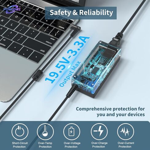 65W 45W شاحن كمبيوتر محمول متوافق مع HP Pavilion Envy Probook EliteBook Power Power Cord Smart Blue Tip Adapter AC in Kuwait