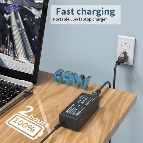 65W 45W شاحن كمبيوتر محمول متوافق مع HP Pavilion Envy Probook EliteBook Power Power Cord Smart Blue Tip Adapter AC in Kuwait