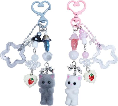 Ruittos 4PCS Cute Phone Charms Aesthetic Y2K Cell Phone Charms Strap Pink Strawberry Butterfly Star Phone Charm Y2K Accessories for Phone Bag Keychain Airpods Camera Pendants Decor in Saudi Arabia