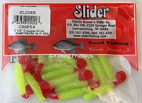 Charlie Brewers 1.5" Crappie/Panfish Grub Sliders - 18 pk Char Glit/Red in Saudi Arabia
