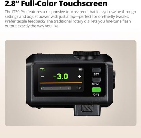 GODOX iT30 Pro IT30Pro N Mini Flash for Nikon Camera, TTL Auto-Exposure, Touchscreen, 2.4G Wireless 1/8000 HSS Speedlight, 1.5s Recycle, 560 Flashes, Built-in Diffuser and Battery, USB-C Fast Charging in Saudi Arabia