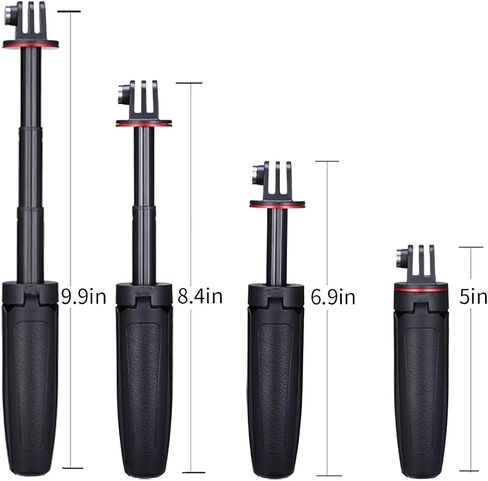 Extendable Selfie Stick for Gopro, Portable Vlog Selife Stick Tripod Stand for Gopro Hero 11/10/9/8/7/6/5 Black/Gopro Max DJI Osmo Action Insta 360 AKASO Action Camera Accessory Kits in Saudi Arabia