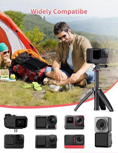 Extendable Selfie Stick for Gopro, Portable Vlog Selife Stick Tripod Stand for Gopro Hero 11/10/9/8/7/6/5 Black/Gopro Max DJI Osmo Action Insta 360 AKASO Action Camera Accessory Kits in Saudi Arabia