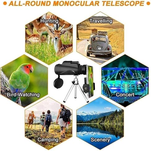 40X60 Monocular High Power Monocular Scope for Bird Watching Traveling Concert Sports Game with Phone Adapter Tripod in Saudi Arabia