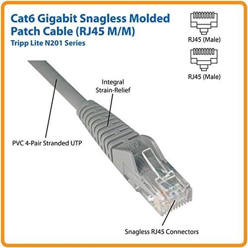 Tripp Lite (N201-002-YW) 10 حزمة أصفر 2 قدم CAT6 RJ45 ذكر إلى RJ45 ذكر كابل شبكة Gigabit Male in Saudi Arabia