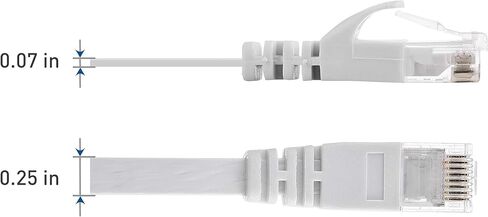 كابل مسائل CAT6A Longless Longless 35 قدمًا (SSTP ، SFTP) محمي كابل إيثرنت باللون الأزرق و 50 قدمًا كابل إيثرنت مسطح باللون الأبيض in Kuwait