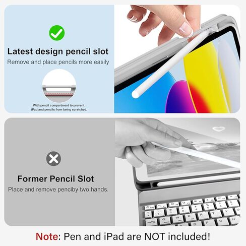 aoub for iPad 10th Generation Case with Keyboard 10.9 inch 2022, Detachable Bluetooth Keyboard, Smart Stand Folio Keyboard Cover with Pencil Holder for iPad 10th Gen, Black in Kuwait