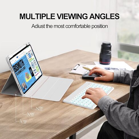 aoub for iPad 10th Generation Case with Keyboard 10.9 inch 2022, Detachable Bluetooth Keyboard, Smart Stand Folio Keyboard Cover with Pencil Holder for iPad 10th Gen, Black in Kuwait