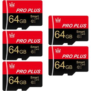 5 حزمة TF بطاقة 64 جيجابايت مع محول ، بطاقة ذاكرة عالية السرعة ، بطاقة TF الذاكرة UHS-I C10 A1 للوحات الجهاز اللوحي/الهاتف/الكاميرا/سيارة الصوت/اللعبة (حزمة 64 جيجابايت-5) in Kuwait