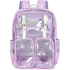 Clear Backpack, Transparent Heavy Duty PVC Backpack with Reinforced Straps, See Through Multiple Pockets Large Capacity Bookbag for Concert Work Security Travel Festival (Black) in Saudi Arabia