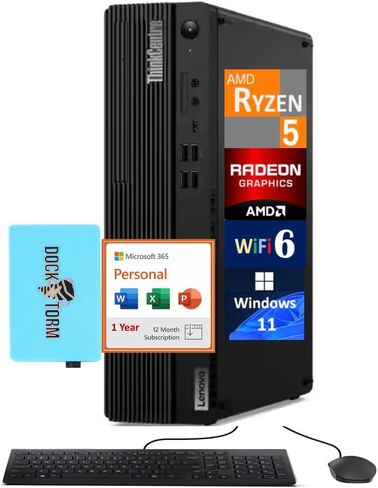 Lenovo ThinkCentre M75s Business Desktop (AMD Ryzen 5 Pro 5650G, 8GB DDR4, 1TB PCIe SSD, AMD Radeon, DVD-R/W, 260W PSU, WiFi 6, Win 11 Home) w/MS 365 Personal, DKZ USB Port Expander in Saudi Arabia