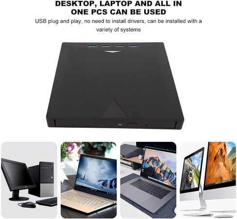 محرك أقراص DVD الخارجي VBESTLIFE ، النوع C USB3.0 DVD Player CD DVD Burner Drive لجهاز الكمبيوتر المكتبي المحمول ، وتصميم نحيف وخفيف الوزن ، وسرعات القراءة والكتابة السريعة in Saudi Arabia