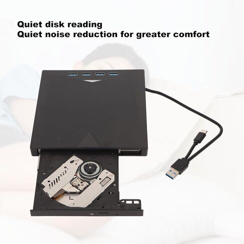 محرك أقراص DVD الخارجي VBESTLIFE ، النوع C USB3.0 DVD Player CD DVD Burner Drive لجهاز الكمبيوتر المكتبي المحمول ، وتصميم نحيف وخفيف الوزن ، وسرعات القراءة والكتابة السريعة in Saudi Arabia