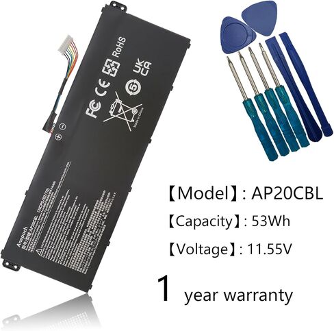 استبدال بطارية الكمبيوتر المحمول AP20CBL لـ Acer Aspire 5 A515-45 A515-46 Aspire 7 A715-43G Swift 3 SF314-43 SF314-511 Vero AV15-51 Travel Travel B311RNA-32 CB315-4H 11.55V 53WH in Saudi Arabia