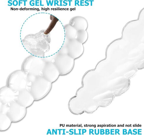 Gel Cloud Wrist Rest Keyboard, Cute Wrist Rest for Computer Keyboard, Ergonomic keyboard Wrist Rest and Soft Mouse Wrist Rest for Typing Pain Relief, Suitable for Office, Home, Computer, Gaming, Clear in Kuwait