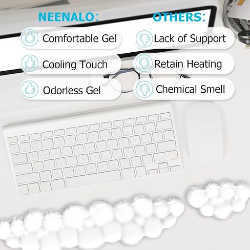 Gel Cloud Wrist Rest Keyboard, Cute Wrist Rest for Computer Keyboard, Ergonomic keyboard Wrist Rest and Soft Mouse Wrist Rest for Typing Pain Relief, Suitable for Office, Home, Computer, Gaming, Clear in Kuwait