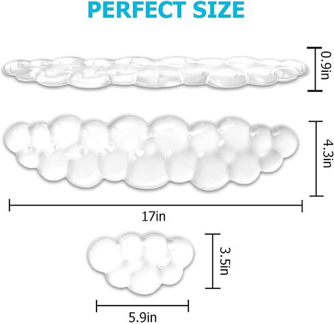Gel Cloud Wrist Rest Keyboard, Cute Wrist Rest for Computer Keyboard, Ergonomic keyboard Wrist Rest and Soft Mouse Wrist Rest for Typing Pain Relief, Suitable for Office, Home, Computer, Gaming, Clear in Kuwait