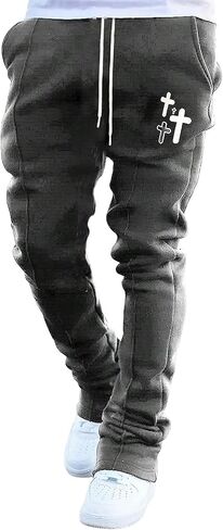 GORGLITTER Men's Y2K Stacked Sweatpants Graphic Flared Drawstring Waist Jogger Pants in Kuwait