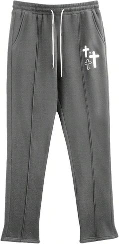 GORGLITTER Men's Y2K Stacked Sweatpants Graphic Flared Drawstring Waist Jogger Pants in Kuwait