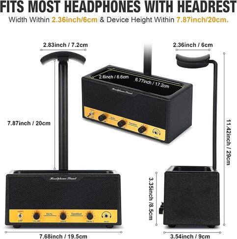 Headphone Stand with Cable Storage, Display Music Lovers' Decorative Items & Suitable Headphone Holder, Contains 1 Base 1 Support Rod 1 Headrest (Metal Texture Black) in Saudi Arabia
