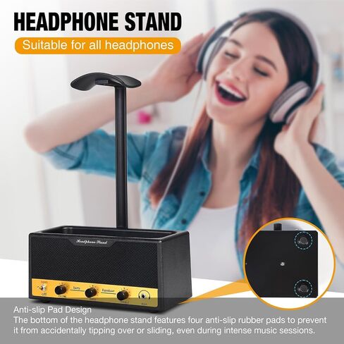 Headphone Stand with Cable Storage, Display Music Lovers' Decorative Items & Suitable Headphone Holder, Contains 1 Base 1 Support Rod 1 Headrest (Metal Texture Black) in Saudi Arabia